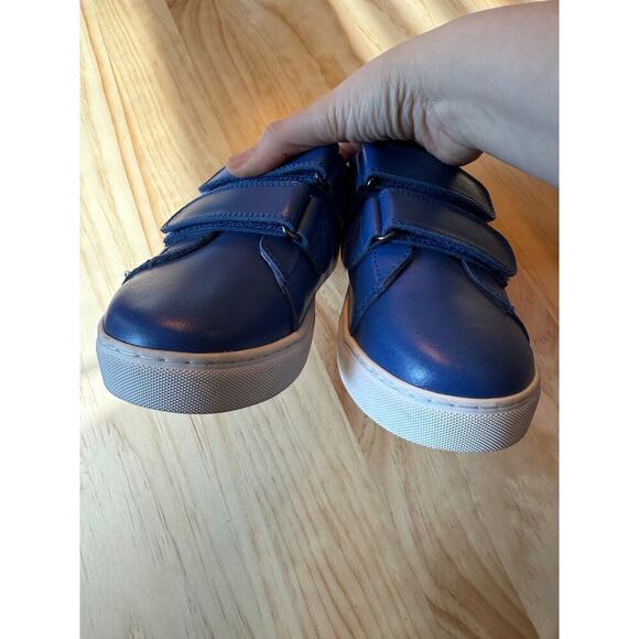 NWOB Ruby Label Genuine Leather Blue Striped & White Velcro Kid Shoes SZ 3.5 US - Picture 4 of 6